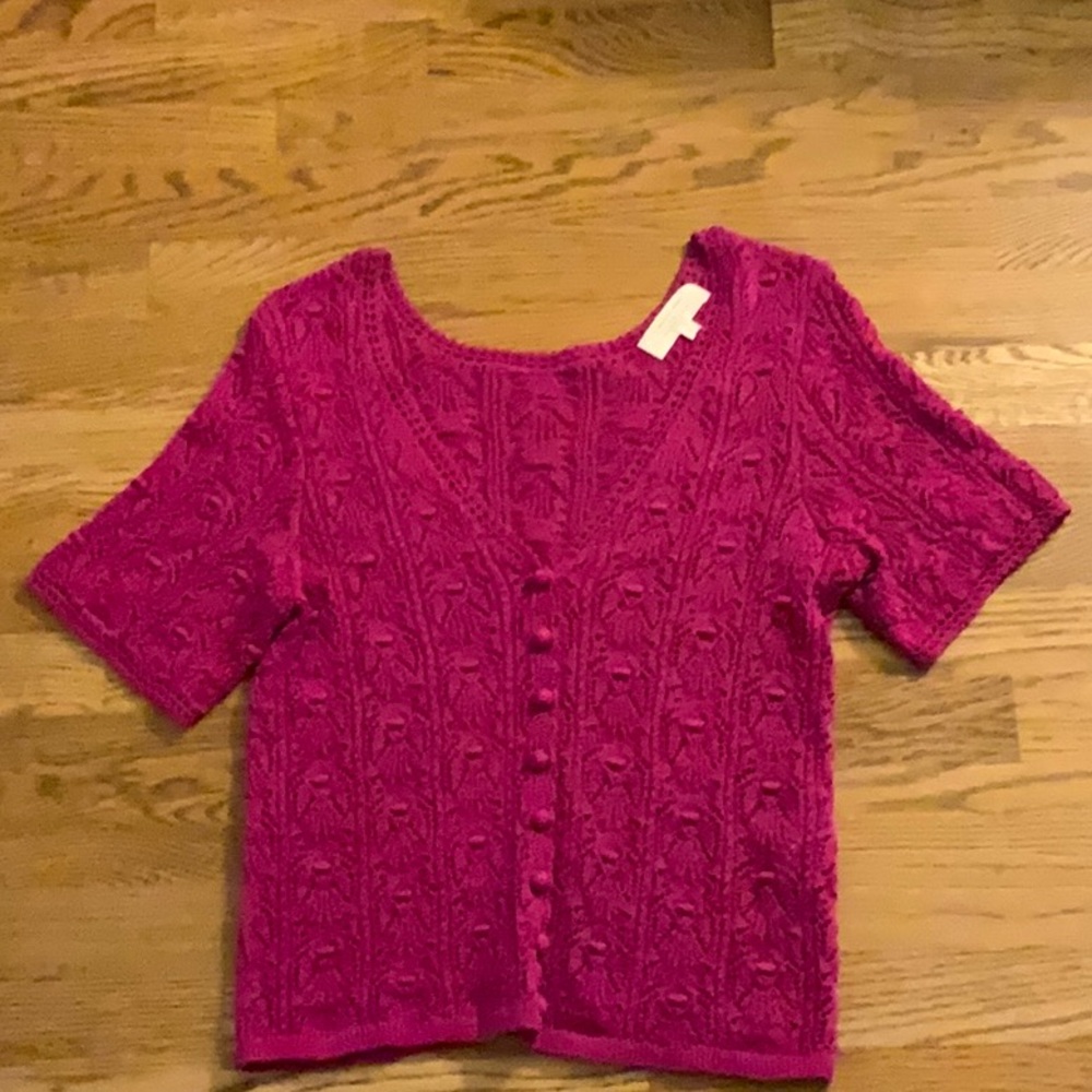 Pink Knit Button-Up Cardigan